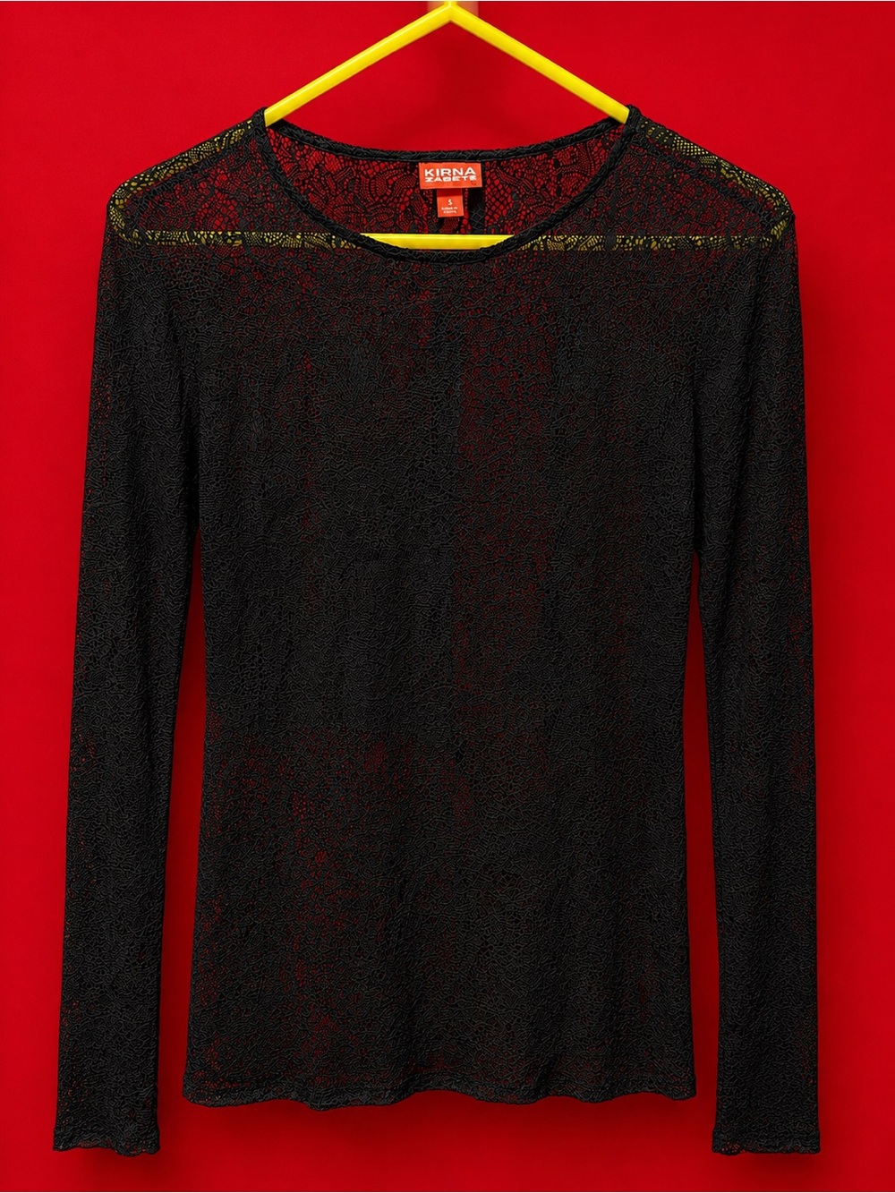 Kirna Zabete Black Lace Long-Sleeve Top